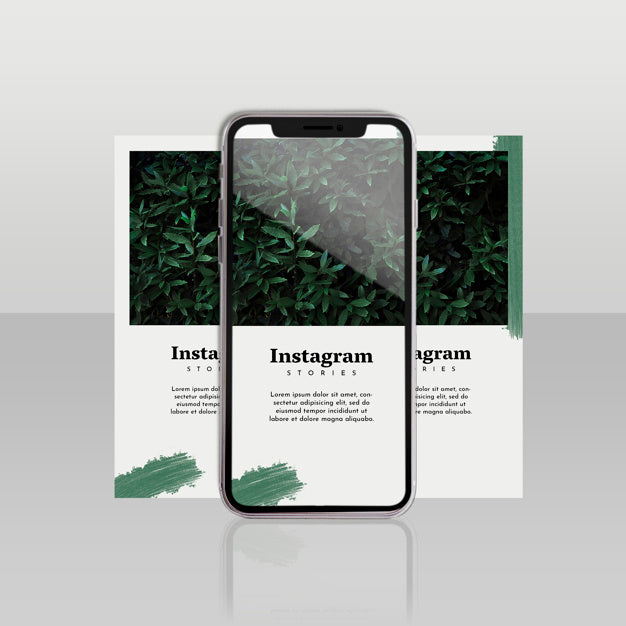 Instagram Post Template With Smartphone And Floral Concept Psd