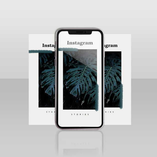 Instagram Post Template With Smartphone And Floral Concept Psd