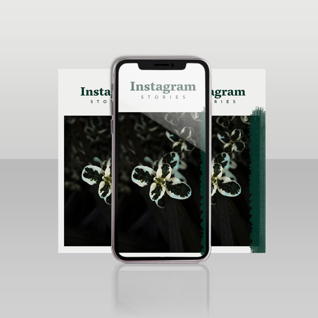 Instagram Post Template With Smartphone And Floral Concept Psd