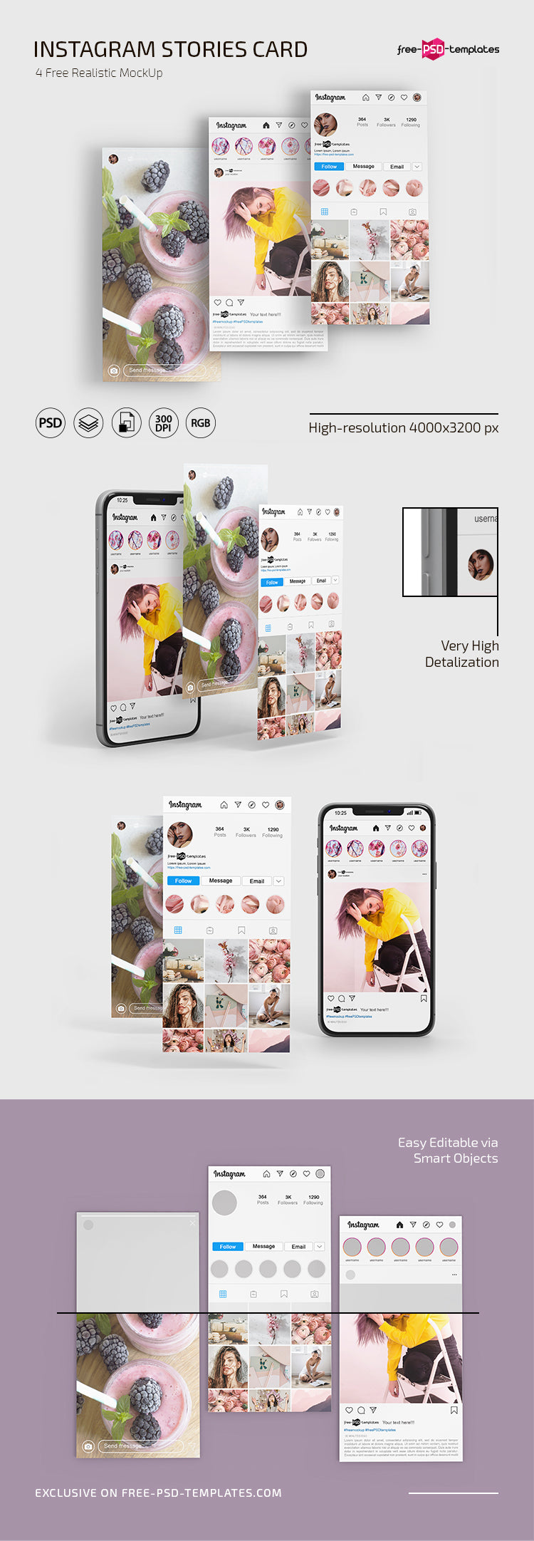 Instagram Stories Card Mockup In Psd