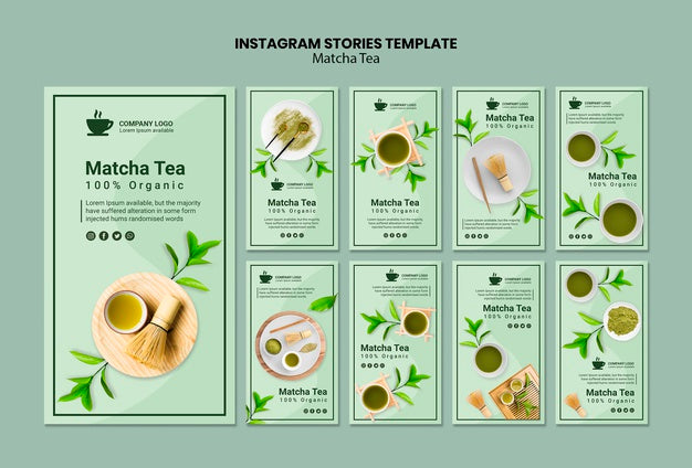 Instagram Stories Template With Matcha Tea Psd