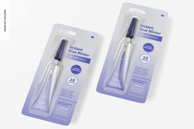 Instant Glue Blisters Mockup Psd