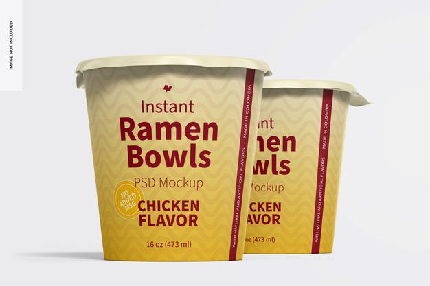 Instant Ramen Bowls Mockup Psd
