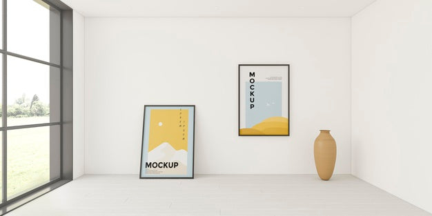 Interior Arrangement With Frames Mock-Up Psd