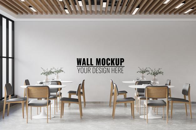 Interior Coffee Shop Wall Mockup Psd