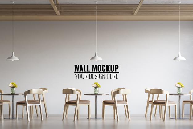 Interior Coffee Shop Wall Mockup Psd