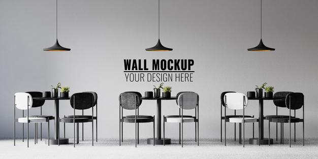 Interior Coffee Shop Wall Mockup Psd