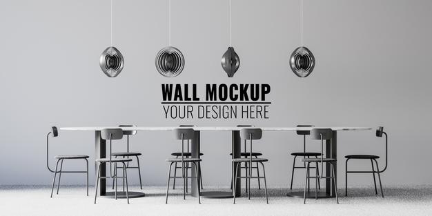 Interior Coffee Shop Wall Mockup Psd
