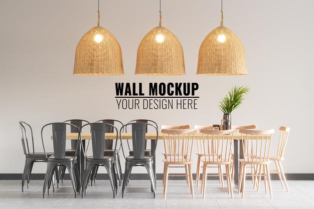 Interior Coffee Shop Wall Mockup Psd