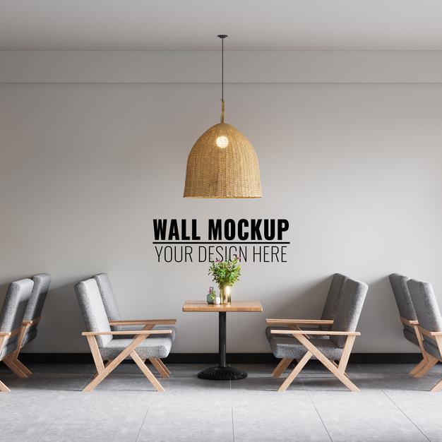 Interior Coffee Shop Wall Mockup Psd