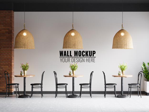Interior Coffee Shop Wall Mockup Psd