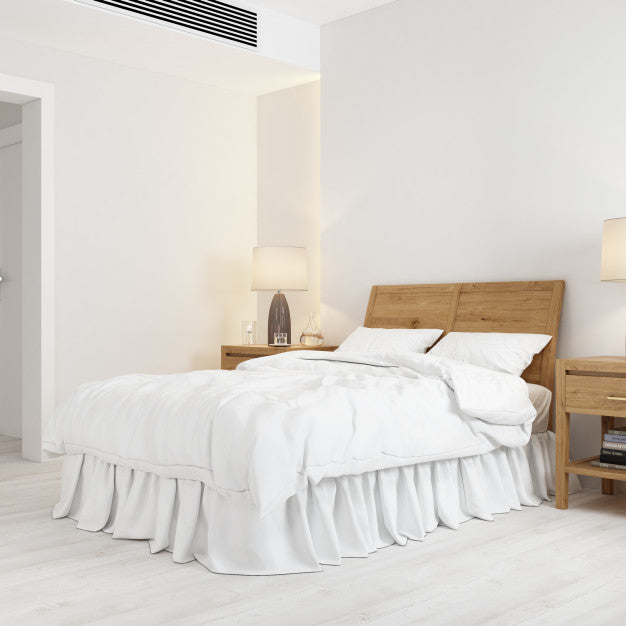 Interior Design Mockup With Bed And Wooden Bed Headrest Psd