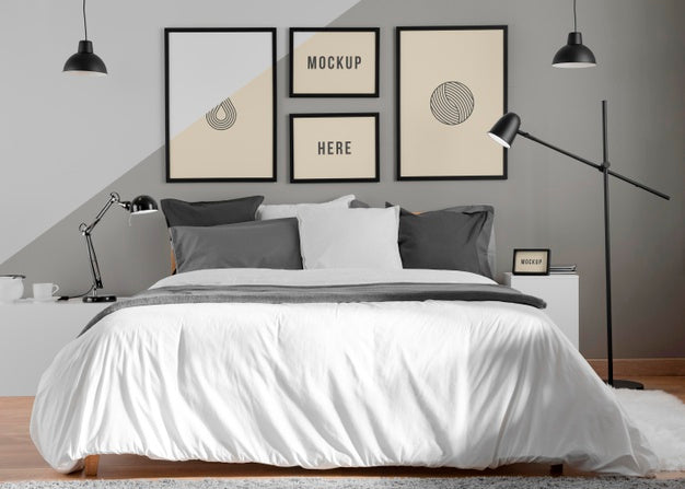 Interior Design With Minimal Mock-Up Frames Psd