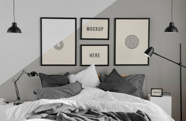 Interior Design With Minimal Mock-Up Frames Psd