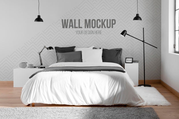 Interior Design With Minimal Mock-Up Wall Psd
