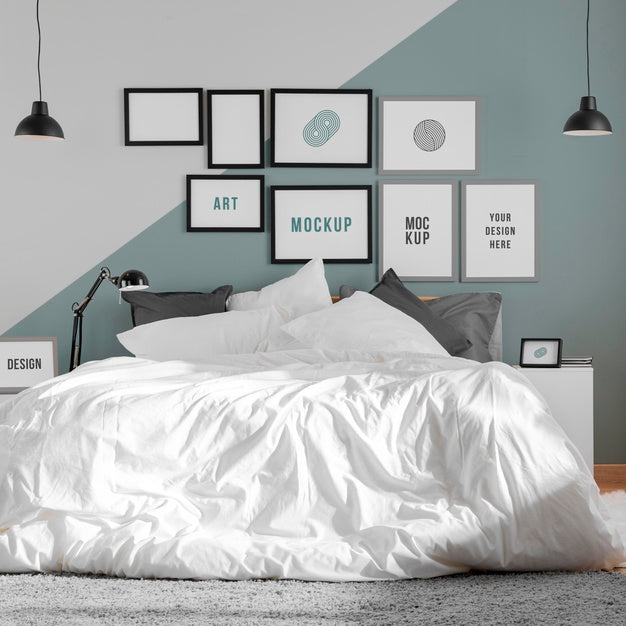 Interior Design With Mock-Up Frames Arrangement Psd