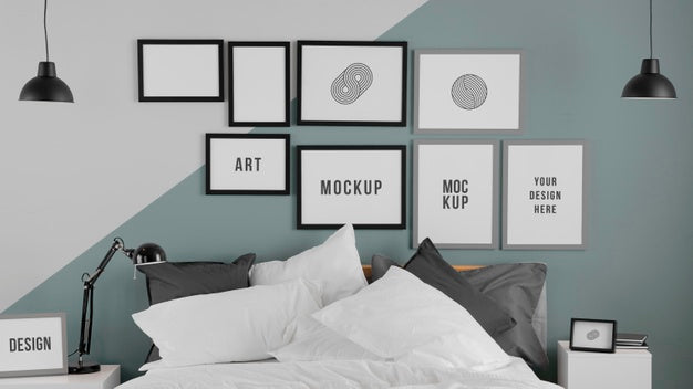 Interior Design With Mock-Up Frames Arrangement Psd