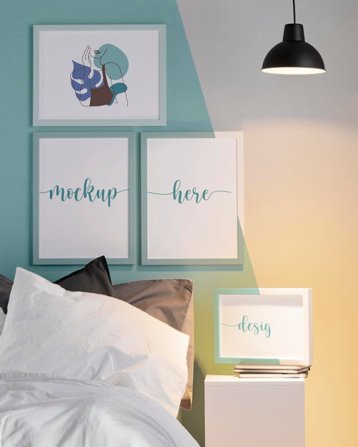 Interior Design With Mock-Up Frames Arrangement Psd