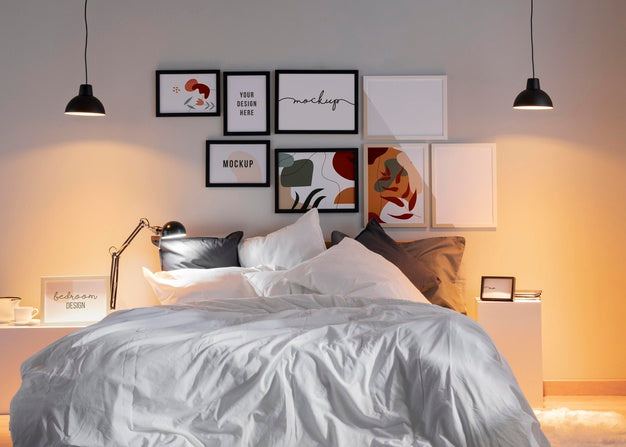 Interior Design With Mock-Up Frames Arrangement Psd