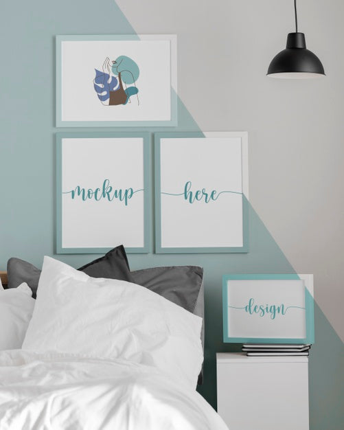 Interior Design With Mock-Up Frames Assortment Psd