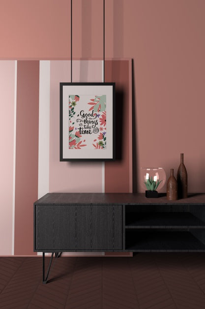 Interior Design With Positive Message Psd
