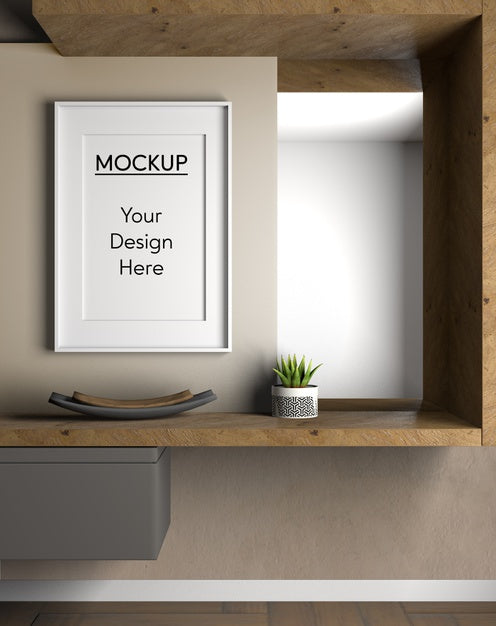 Interior Design Wooden Shelf Psd