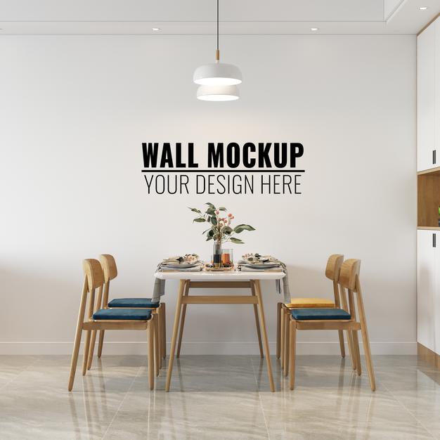 Interior Dining Room Wall Mockup Psd