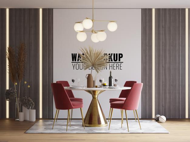 Interior Dining Room Wall Mockup Psd