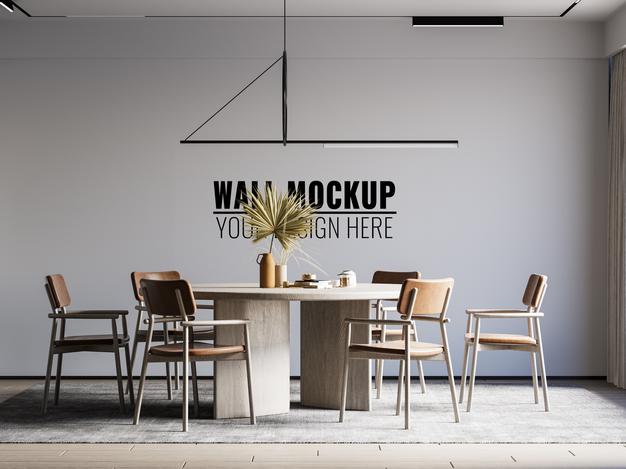 Interior Dining Room Wall Mockup Psd