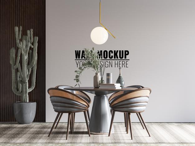 Interior Dining Room Wall Mockup Psd
