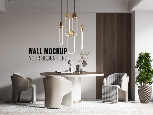 Interior Dining Room Wall Mockup Psd