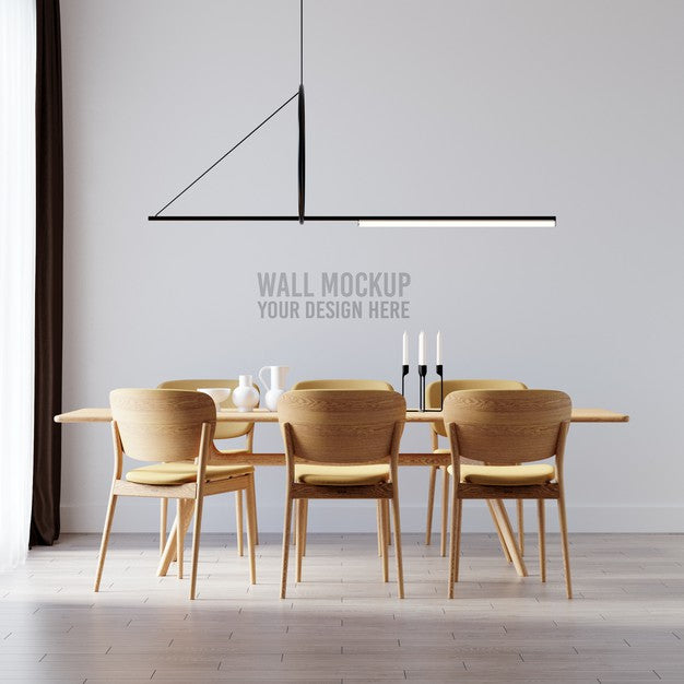 Interior Dining Room Wallpaper Mockup Psd