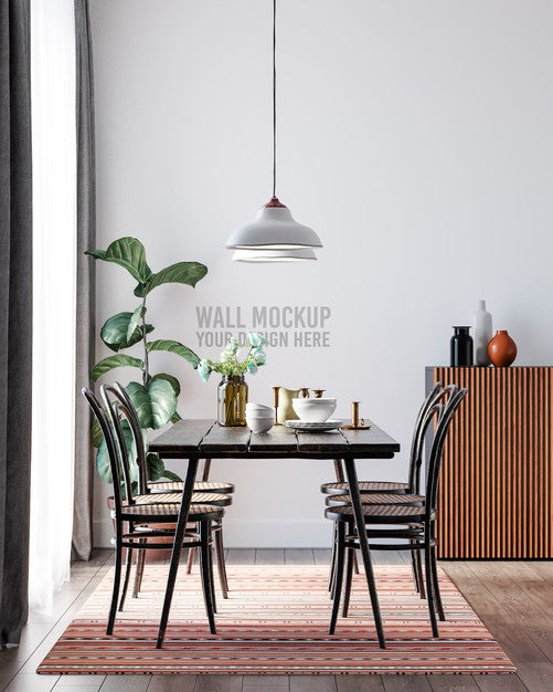 Interior Dining Room Wallpaper Mockup Psd