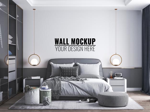 Interior Kids Room Wallpaper Background Mockup Psd