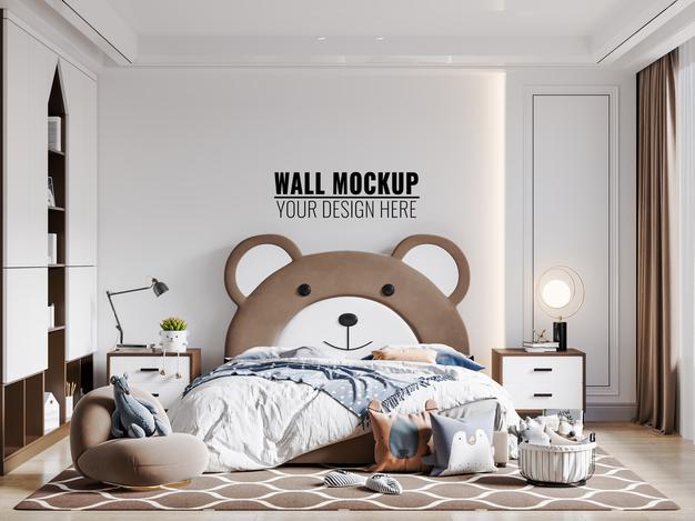 Interior Kids Room Wallpaper Background Mockup Psd