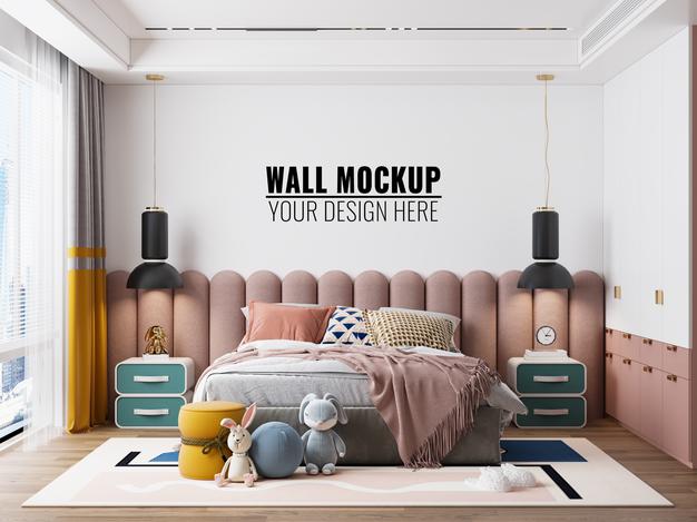 Interior Kids Room Wallpaper Mockup Psd