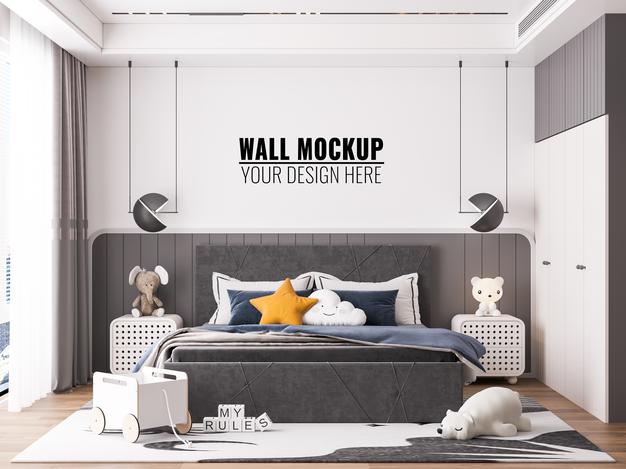 Interior Kids Room Wallpaper Mockup Psd