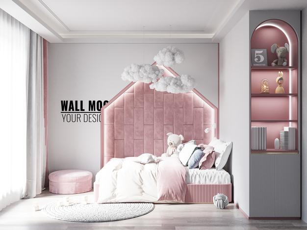 Interior Kids Room Wallpaper Mockup Psd