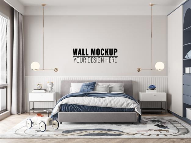 Interior Kids Room Wallpaper Mockup Psd