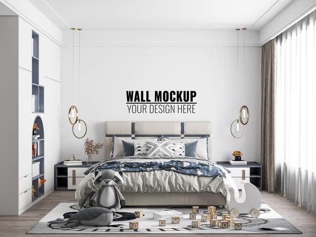 Interior Kids Room Wallpaper Mockup Psd