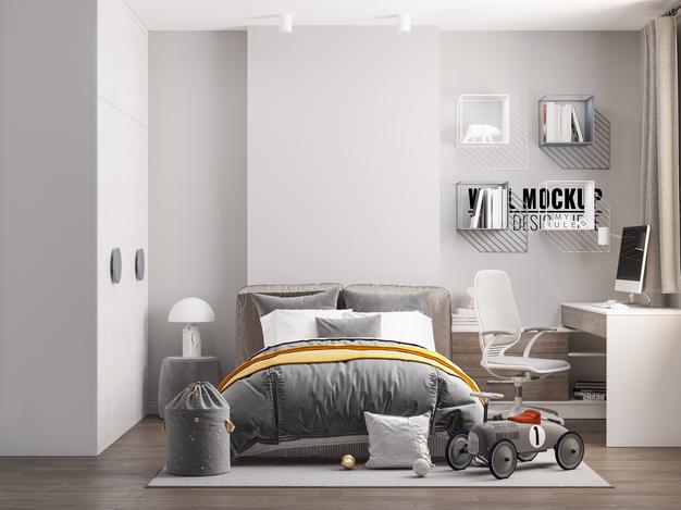 Interior Kids Room Wallpaper Mockup Psd