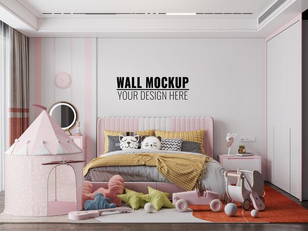 Interior Kids Room Wallpaper Mockup Psd
