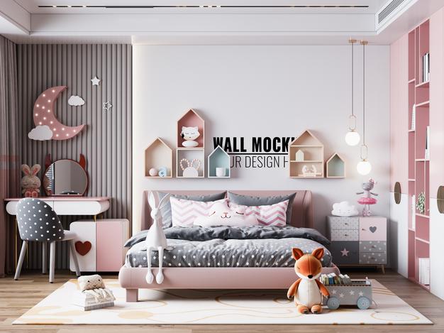 Interior Kids Room Wallpaper Mockup Psd