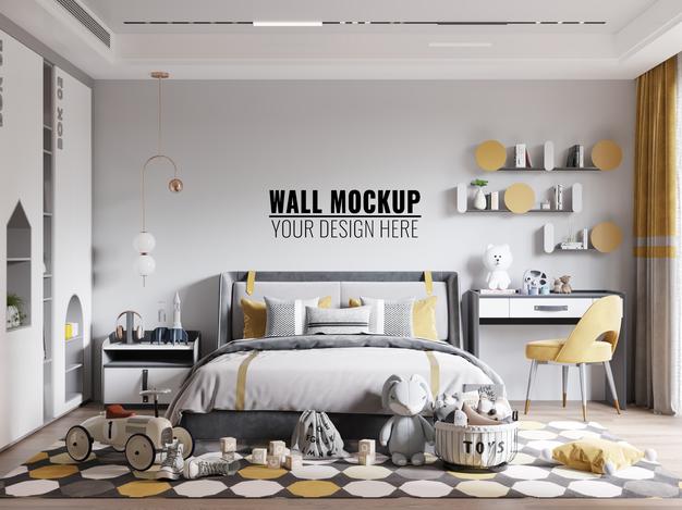 Interior Kids Room Wallpaper Mockup Psd