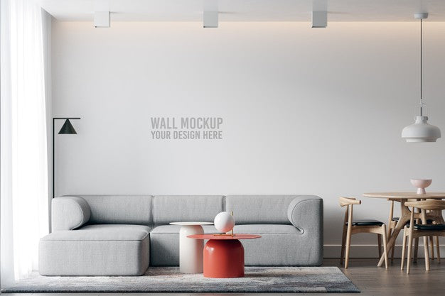 Interior Living Room Wall Mockup Psd