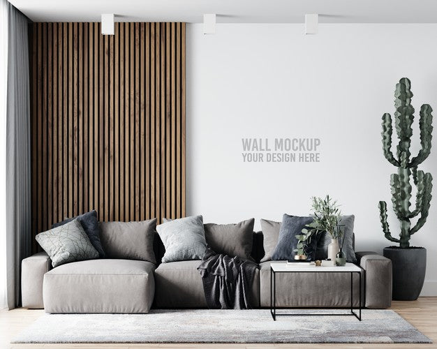 Interior Living Room Wall Mockup Psd