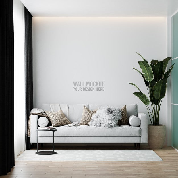 Interior Living Room Wall Mockup Psd