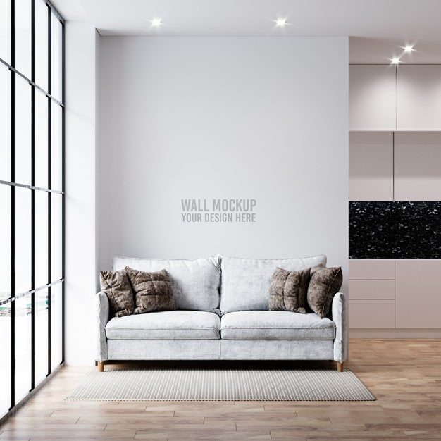 Interior Living Room Wall Mockup Psd