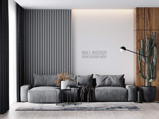 Interior Living Room Wall Mockup Psd