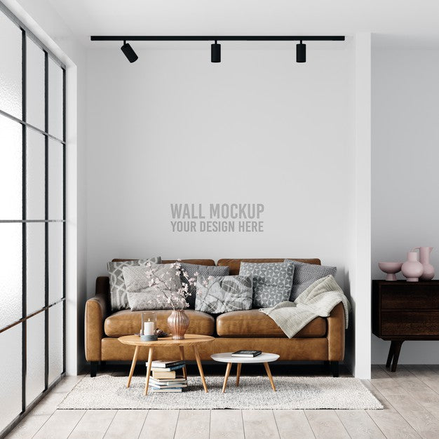 Interior Living Room Wall Mockup Psd